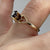 Garnet Solitaire Ring Bark Finish Heart Accents 9ct 9k Yellow Gold - Size M