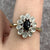 Sapphire & Diamond Ornate Halo Ring 9ct 9k Yellow Gold - Size P