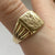 Bark Detail Signet Ring 9ct 9k Yellow Gold - Size U