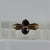 Retro Garnet Two Stone Square Shoulder Ring 9ct 9k Yellow Gold  - Size M