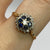 Diamond & Sapphire Tiered Daisy Flower Cluster Ring 9ct 9k Yellow Gold - Size P