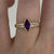 Marquise Amethyst & Diamond Accent Bezel Ring 9ct Yellow Gold - Size J