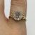 Rose Cut White Topaz Halo Ring 9ct 9k Yellow Gold - Size N 1/2