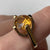 Retro Orange Zircon Chunky Statement Ring 9ct 9k Yellow Gold  - Size N