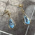 Blue Crystal Teardrop Stud Drop Earrings 9ct 9k Yellow Gold