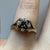 Sapphire & Diamond Daisy Flower Open Shoulders Ring 9ct 9K Yellow Gold - Size L