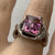 Pink Topaz Emerald-Cut Solitaire Ornate Ring 9ct White Gold - Size N 1/2