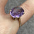 Amethyst Ornate Cocktail Oval Solitaire Ring 9ct 9k Yellow Gold  - Size P 1/2