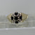 Sapphire & Diamond Cluster Thick Shoulder Ring 9ct 9k Yellow Gold  - Size N