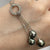 Diamond Circle Dark Grey Pearl Drop Wheat Chain Necklace 18ct 18k White Gold 18"