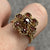 Garnet Daisy Flower Ornate Cluster Ring 9ct 9k Yellow Gold - Size P