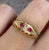 Diamond & Flame Fusion Ruby Antique Ring 18ct 18k Yellow Gold - Size M 1/2