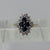 London Blue Topaz & CZ Cluster Ring 9ct 9k Yellow Gold  - Size K 1/2