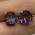 Synthetic Alexandrite Vintage Large Stud Earrings 9ct 9k Yellow Gold