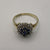 Sapphire & Diamond Daisy Flower Cluster Ring 9ct 9k Yellow Gold - Size J 1/2