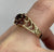 Garnet Daisy Flower Cluster Embossed Cut Out Ring 9ct 9k Yellow Gold - Size O