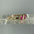 Lab Grown Ruby Trilogy & Diamond Ring 9ct 9k Yellow Gold - Size S