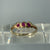 Lab Grown Ruby Trilogy & Diamond Ring 9ct 9k Yellow Gold - Size S