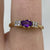 East West Amethyst & Diamond Ring 18ct 18K Yellow Gold - Size R