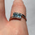 Blue Topaz & Diamond Square Cut Bypass Ring 9ct 9k White Gold  - Size P