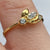 Dainty Bird Foliate Marquise Cut CZ Ring 18ct 18k Yellow Gold  - Size J