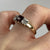 Garnet & CZ Trilogy Square Cut Ring 9ct 9k Yellow Gold  - Size L 1/2