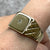 Diamond Square Hatched Shoulder Square Signet Ring 9ct 9k Yellow Gold - Size T