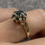 Sapphire & Diamond Cluster Ring 9ct 9k Yellow Gold - Size M