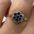 Sapphire & Diamond Daisy Flower Cluster Ring 9ct 9k Yellow Gold - Size J 1/2