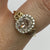 Rose Cut White Topaz Halo Ring 9ct 9k Yellow Gold - Size N 1/2