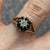 Sapphire & Diamond Daisy Flower Cluster Split Ring 9ct 9k Yellow Gold - Size M