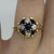 Sapphire & Diamond Daisy Flower Ring 18ct 18K Yellow Gold - Size K