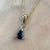 Sapphire & Diamond Teardrop Fine Curb Chain Necklace 9ct 9k Yellow Gold - 18"