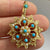 Antique Seed Pearl & Turquoise Daisy Floral Brooch Pendant 15ct 15k Yellow Gold