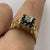 Sapphire & Diamond Retro Square Textured Ring 18ct 18k Yellow Gold  - Size O 1/2