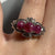 Ruby Cabochon & Diamond Bespoke Ornate Ring 18k 18ct White Gold - Size J