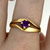 Amethyst Solitaire Split Shank Ring 18ct 18k Yellow Gold - Size M