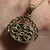 Black Onyx Victorian Style Filigree Swivel Fob Pendant 9ct 9k Yellow Gold