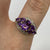 Amethyst & Diamond Ornate Cluster Ring 9ct 9k Yellow Gold - Size P