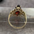 Garnet & Diamond Ornate Marquise Cut Cluster Ring 9ct 9k Yellow Gold - Size N