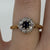 Diamond & Sapphire Daisy Flower Ring 18ct 18k Yellow Gold - Size O