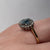 Blue Topaz Trilogy & Diamond Halo Ring 18ct Yellow Gold  - Size K