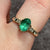 Emerald & Diamond Accent Ring 9ct 9k Yellow Gold - Size N