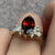 Garnet & Diamond Ornate Marquise Cut Cluster Ring 9ct 9k Yellow Gold - Size N