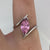 Marquise Pink Cubic Zirconia Twist Ring 9ct 9k White Gold - Size P 1/2