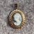 Vintage Blue Cameo Framed Pendant 9ct 9k Yellow Gold