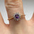 Amethyst & CZ Floral Cluster Thin Shank Ring 9ct 9k Yellow Gold - Size Q