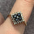 Sapphire & Diamond Square Illusion Cluster Ring 9ct 9k Yellow Gold - Size P