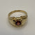 Garnet Ornate Gypsy Band Ring 9ct 9k Yellow Gold - Size S 1/2