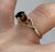 Garnet Solitaire Ring Bark Finish Heart Accents 9ct 9k Yellow Gold - Size M